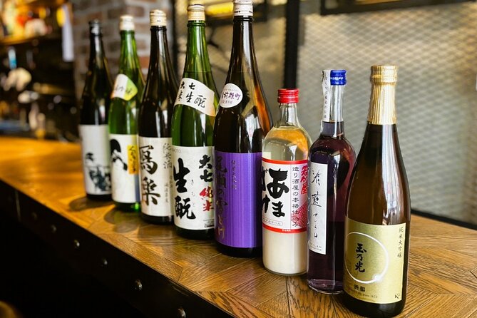Casual Japanese SAKE tasting and snack experience in Kabukicho - Eight pours, not just one standard sake
