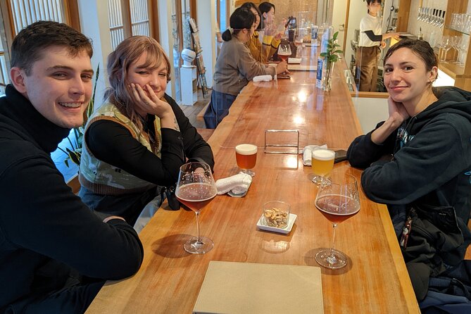 Nara - Craft Beer, Sake & Food Walking Tour - Five sake samples at Harushika Brewery