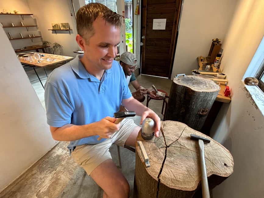 Private Pewter Sake Cup Experience with a Kyoto Artisan - Hammering a Pattern Into the Cup