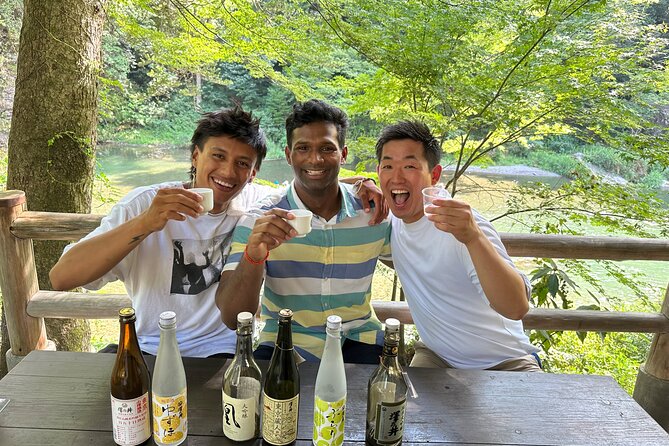 Private Sake Tasting at 300 Years Old Sake Brewery in Tokyo - Tasting sake on the patio